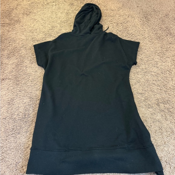 DKNY Sport Hooded Sweatshirt Dress Black Short Sleeve Pullover Oversized S - Picture 8 of 8